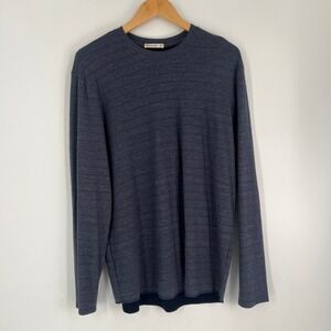 Marine Layer Mens Navy Blue Maroon Striped Long Sleeve Crewneck Tee Shirt M/L